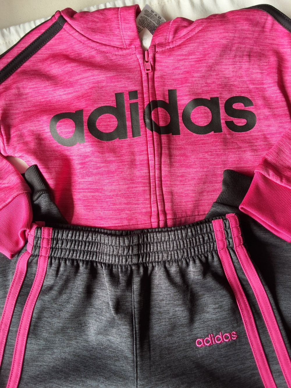Adidas Kids Pink & Gray Hoodie Sweatshirt Set